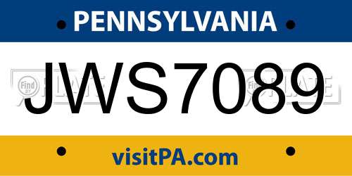 JWS7089 Pennsylvania License Plate
