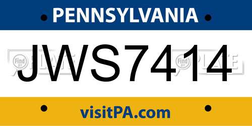 JWS7414 Pennsylvania License Plate
