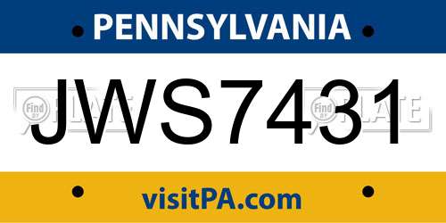 JWS7431 Pennsylvania License Plate