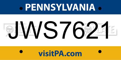 JWS7621 Pennsylvania License Plate