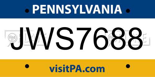 JWS7688 Pennsylvania License Plate