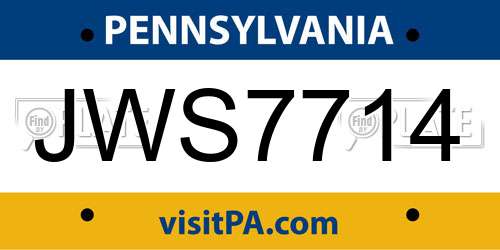 JWS7714 Pennsylvania License Plate