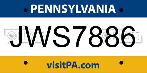 JWS7886 Pennsylvania License Plate