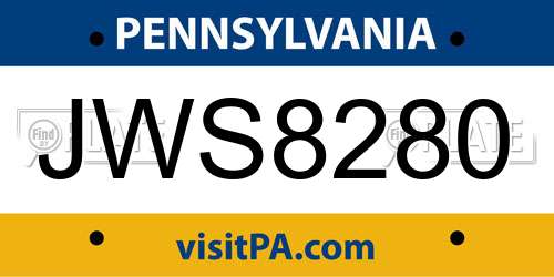 JWS8280 Pennsylvania License Plate