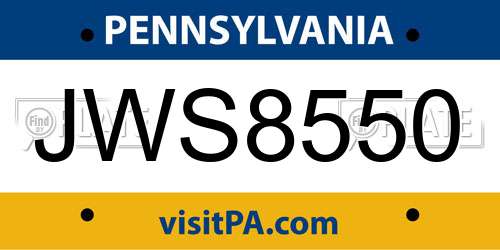 JWS8550 Pennsylvania License Plate