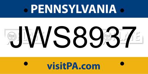 JWS8937 Pennsylvania License Plate