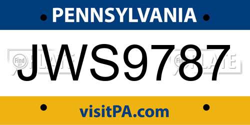 JWS9787 Pennsylvania License Plate
