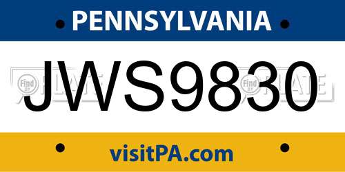 JWS9830 Pennsylvania License Plate