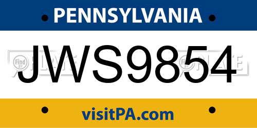 JWS9854 Pennsylvania License Plate