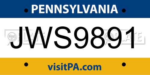 JWS9891 Pennsylvania License Plate