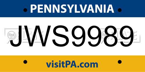 JWS9989 Pennsylvania License Plate