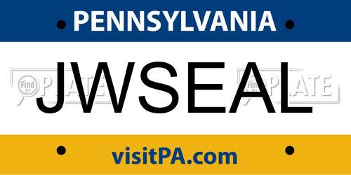 JWSEAL Pennsylvania License Plate