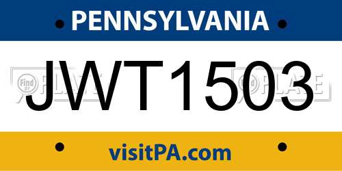 JWT1503 Pennsylvania License Plate