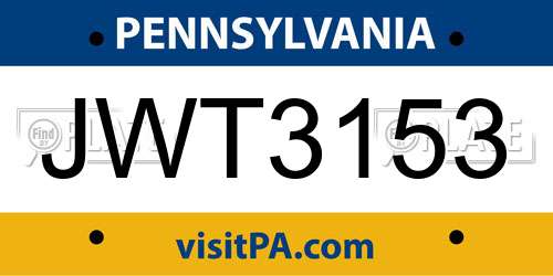 JWT3153 Pennsylvania License Plate