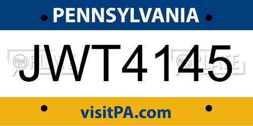 JWT4145 Pennsylvania License Plate