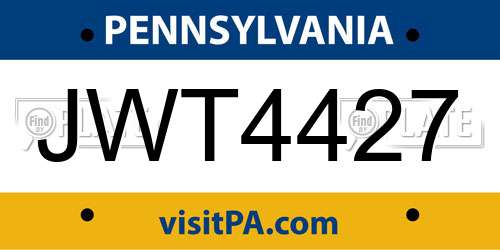 JWT4427 Pennsylvania License Plate