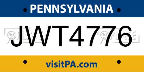 JWT4776 Pennsylvania License Plate