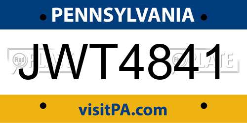 JWT4841 Pennsylvania License Plate