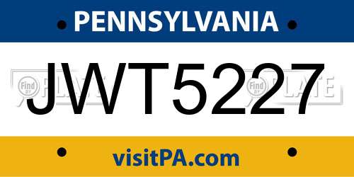 JWT5227 Pennsylvania License Plate
