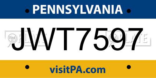 JWT7597 Pennsylvania License Plate