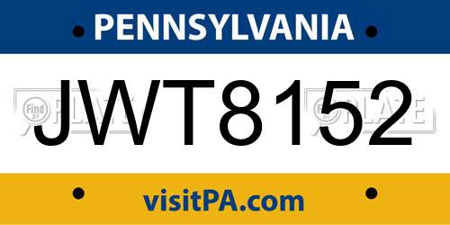 JWT8152 Pennsylvania License Plate