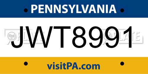 JWT8991 Pennsylvania License Plate