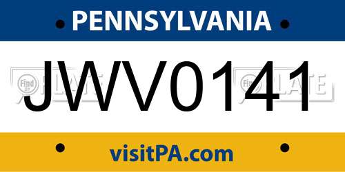 JWV0141 Pennsylvania License Plate