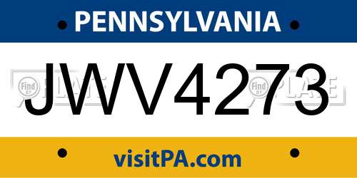 JWV4273 Pennsylvania License Plate