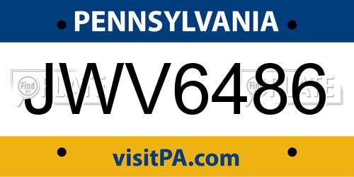 JWV6486 Pennsylvania License Plate