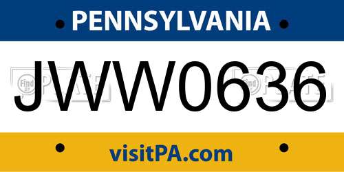 JWW0636 Pennsylvania License Plate