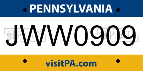 JWW0909 Pennsylvania License Plate