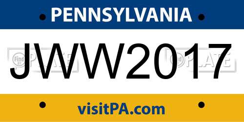 JWW2017 Pennsylvania License Plate