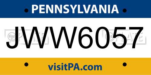 JWW6057 Pennsylvania License Plate