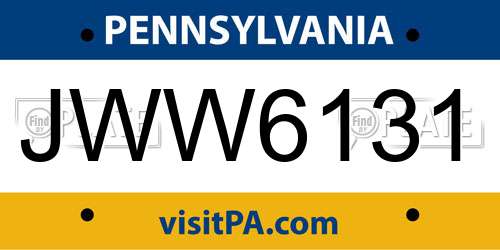JWW6131 Pennsylvania License Plate