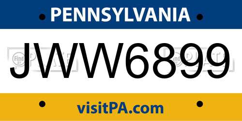 JWW6899 Pennsylvania License Plate