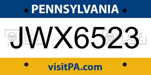 JWX6523 Pennsylvania License Plate