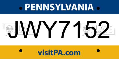 JWY7152 Pennsylvania License Plate