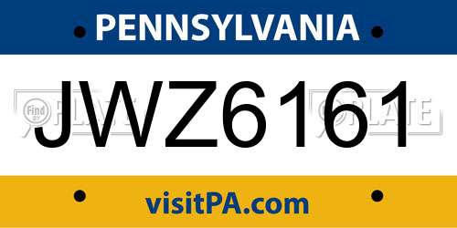 JWZ6161 Pennsylvania License Plate