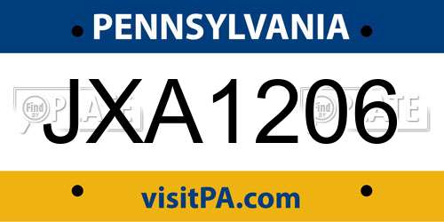 JXA1206 Pennsylvania License Plate