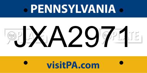 JXA2971 Pennsylvania License Plate