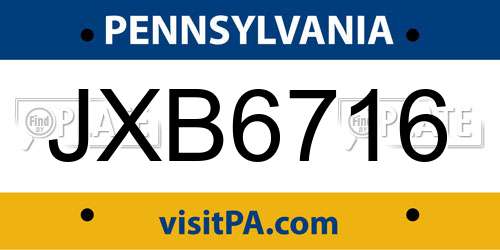 JXB6716 Pennsylvania License Plate