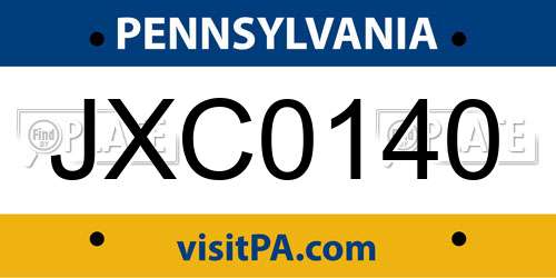 JXC0140 Pennsylvania License Plate