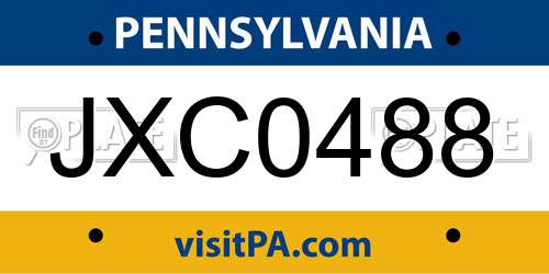 JXC0488 Pennsylvania License Plate