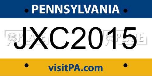 JXC2015 Pennsylvania License Plate