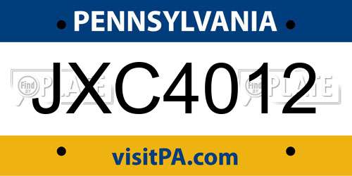 JXC4012 Pennsylvania License Plate