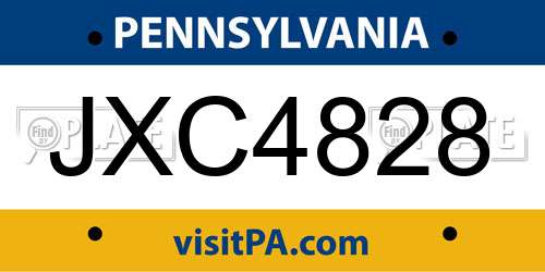 JXC4828 Pennsylvania License Plate