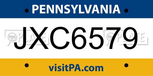JXC6579 Pennsylvania License Plate