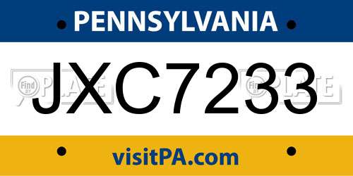 JXC7233 Pennsylvania License Plate