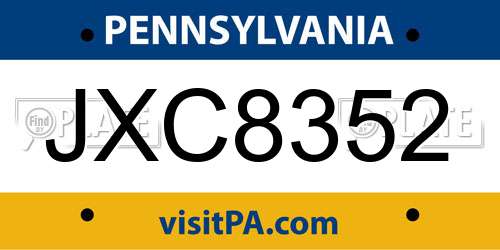 JXC8352 Pennsylvania License Plate