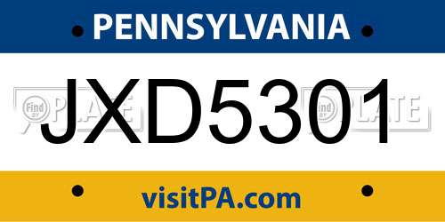 JXD5301 Pennsylvania License Plate